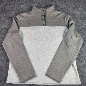 Sonoma Goods For Life Mens XL Husky Gray Quilted Snap Mock Neck Pullover Sweater